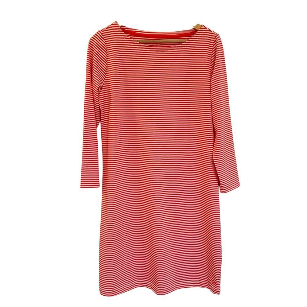 Vineyard Vines Sankaty Red Stripe Dress sz M Boatneck Shift Dress